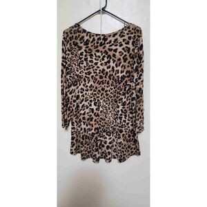 JM Collection Leopard Print Three Quarter Sleeve blouseTop Womens Size 3X